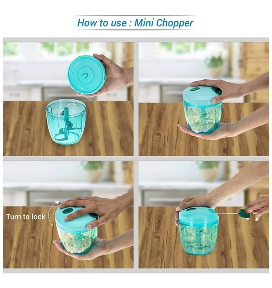 Manual Stainless Steel Compact Extra Sharp Hand Held Vegetable Chopperslicer With 5 Blades - LootFaat