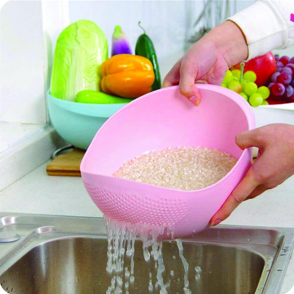 Kitchen Plastic Big Rice Bowl Strainer Perfect Size For Storing And Straining - LootFaat