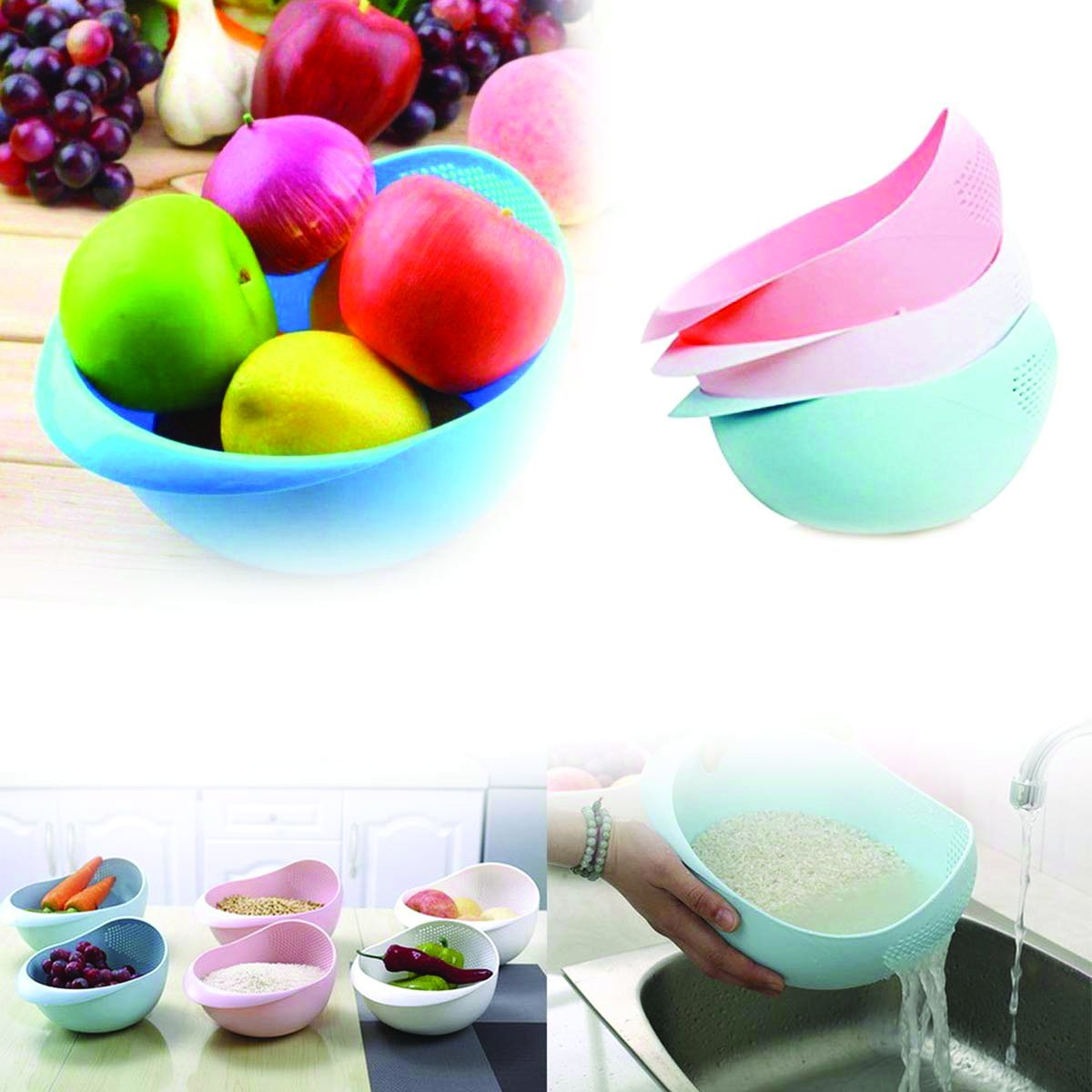 Kitchen Plastic Big Rice Bowl Strainer Perfect Size For Storing And Straining - LootFaat