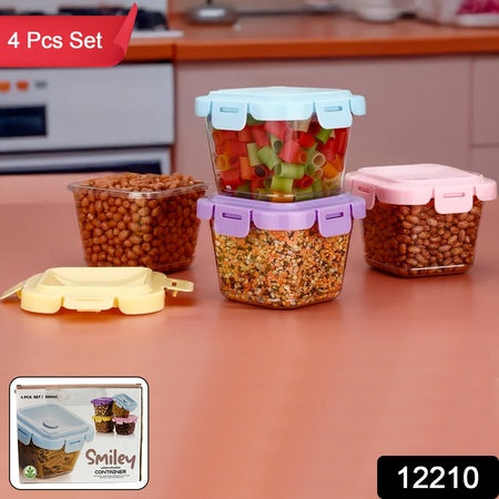 Plastic Food Storage Containers With Lid (4 Pcs Set 500 Ml) - LootFaat