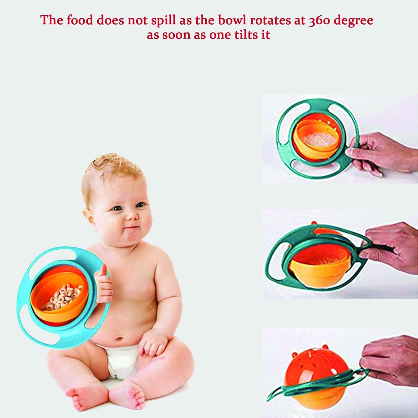 Portable Non Spill Feeding Toddler Gyro Bowl 360 Degree Rotating Dish - LootFaat