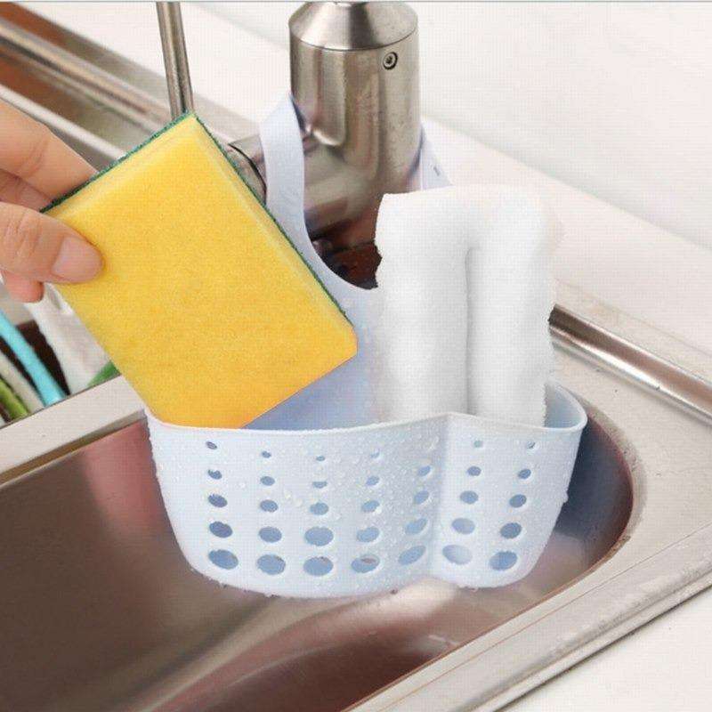 Adjustable Kitchen Bathroom Water Drainage Plastic Basketbag With Faucet Sink Caddy - LootFaat