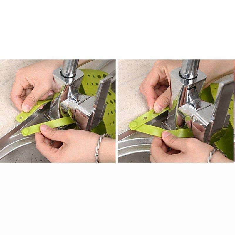 Adjustable Kitchen Bathroom Water Drainage Plastic Basketbag With Faucet Sink Caddy - LootFaat