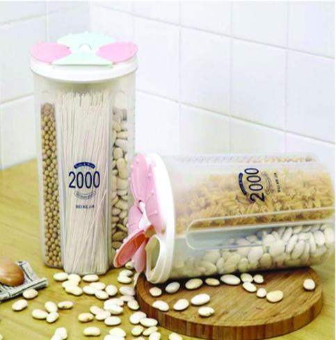 Kitchen Storage - Transparent Sealed Cansjarsstorage Box 4 Section - LootFaat