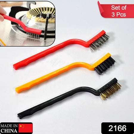 3pc Mini Wire Brush Set Brass Nylon Stainless Steel Bristles Household Cleaning Brush For Gas Stove Smoke Machine Tool Burner Tiles Tap Rust Removal Welding Slag Dirt Paint Scrubbing. - LootFaat