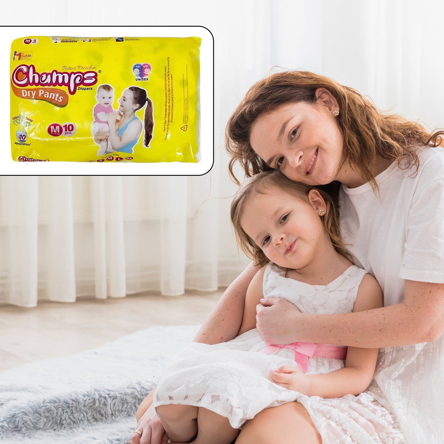 Medium Champs Dry Pants Style Diaper- Medium (10 Pcs) Best For Travel Absorption Champs Baby Diapers Champs Soft And Dry Baby Diaper Pants (M 10 Pcs ) - LootFaat