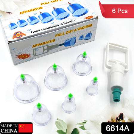 Vacuum Cupping Set 6 Pcs Kit Pull Out A Vacuum Apparatus Therapy Relax Massagers Curve Suction Pumps - LootFaat