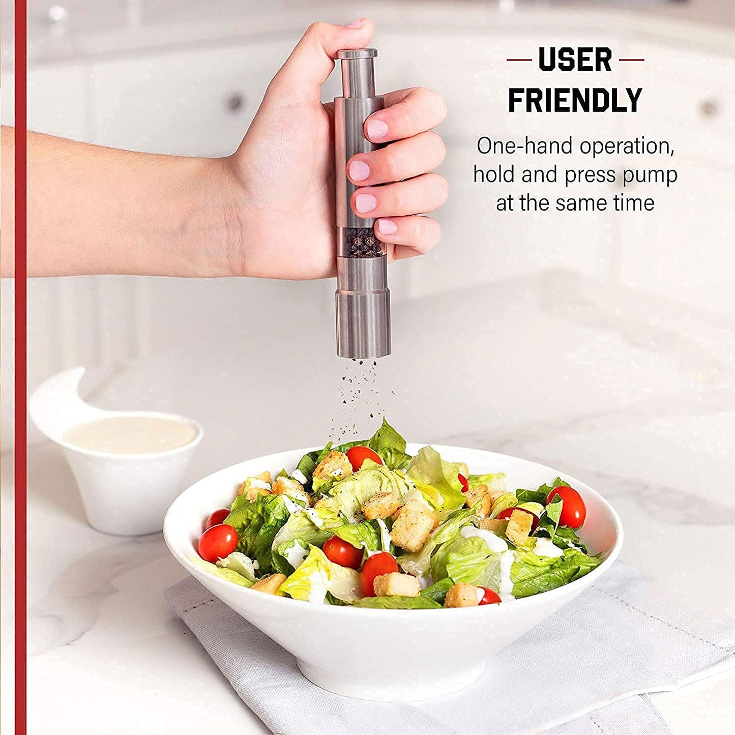 Thumb Press Stainless Steel Salt & Pepper Grinder