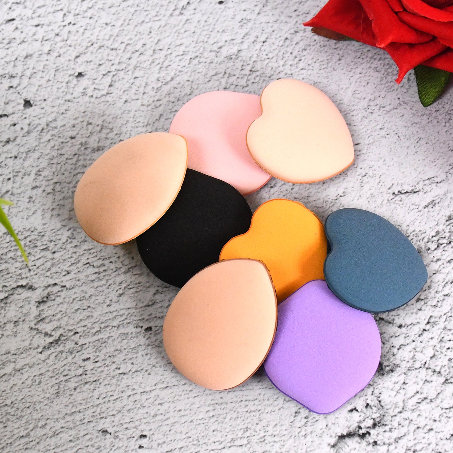 Mini Finger Makeup Powder Puff (Multicolour 8 Pcs Set) - LootFaat