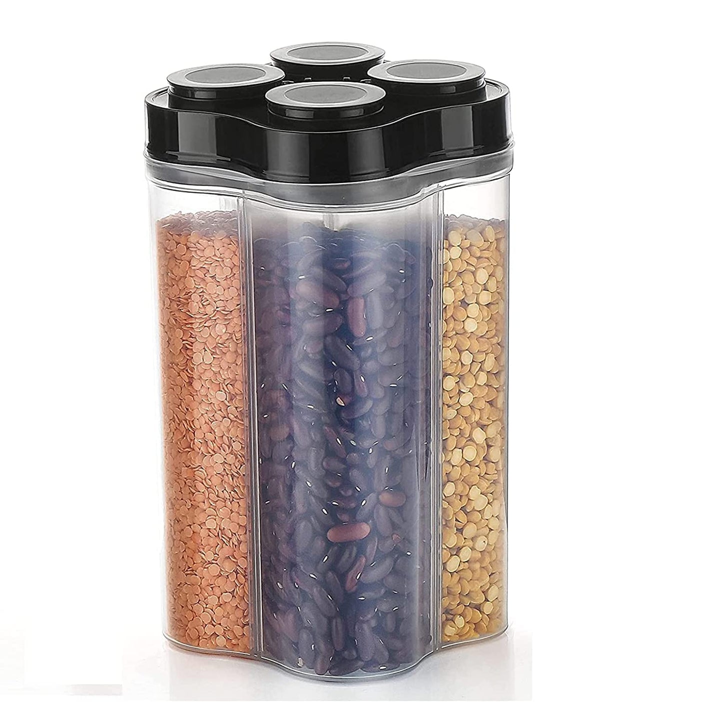 Plastic Lock Food Storage 4 Section Container Jar For Grocery Fridge Container. - LootFaat