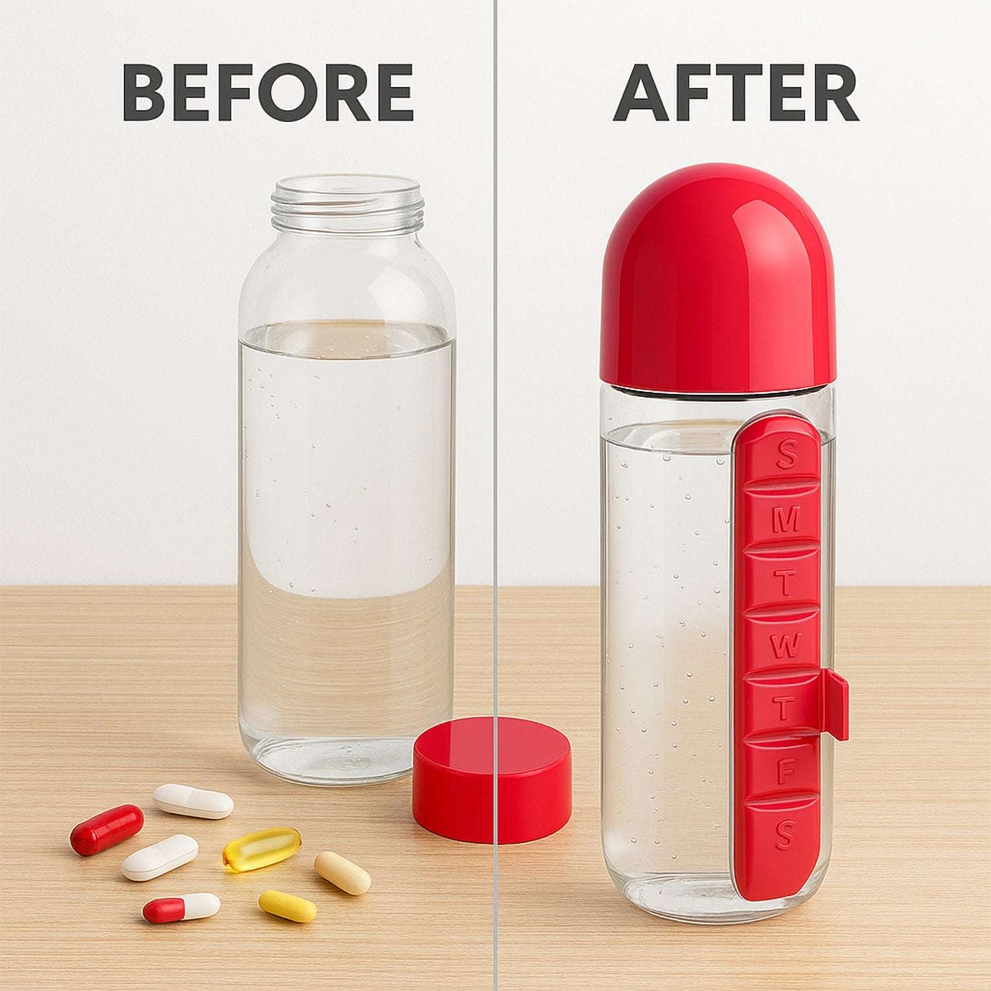 7-Day Pill Organizer Water Bottle - 900ml