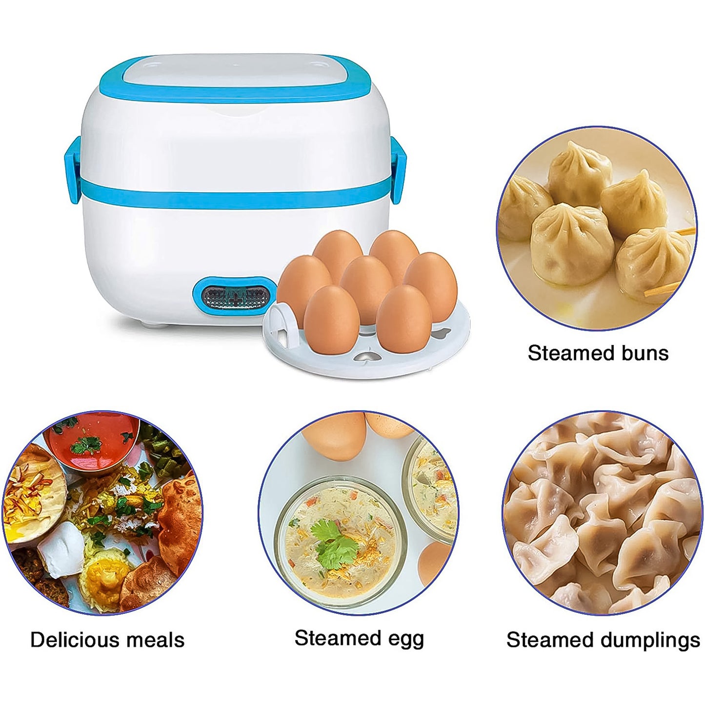 Electric Lunch Box 3 In 1 Food Heater Cooker Steamer With Stainless Steel Bowls (1 Set) - LootFaat