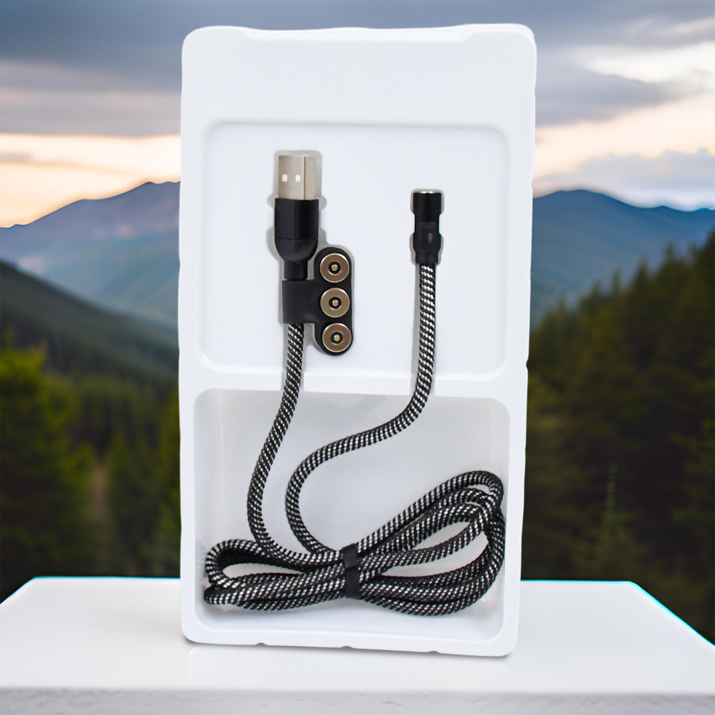 3 In 1 Magnetic Usb Charging Cable Usb-c Android And Lightning With Extra Protecting Nylon Strong Magnetic Cable With Full Rotation Support Fast Charging - LootFaat