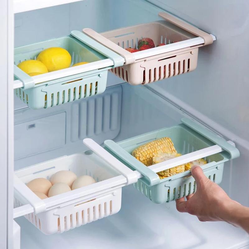 Adjustable Fridge Storage Basket Fridge Racks Tray Sliding Storage Racks (4 Pc Set) - LootFaat