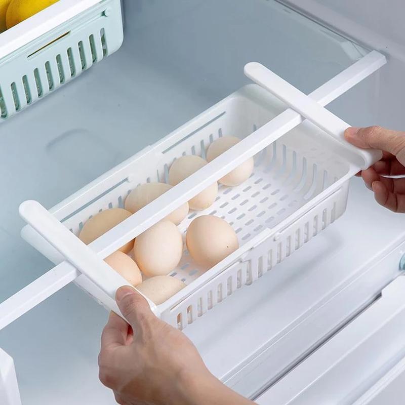 Adjustable Fridge Storage Basket Fridge Racks Tray Sliding Storage Racks (4 Pc Set) - LootFaat
