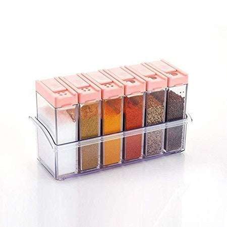 Plastic Spice Jars (6 Pcs 14x22x8cm Multicolour) - LootFaat
