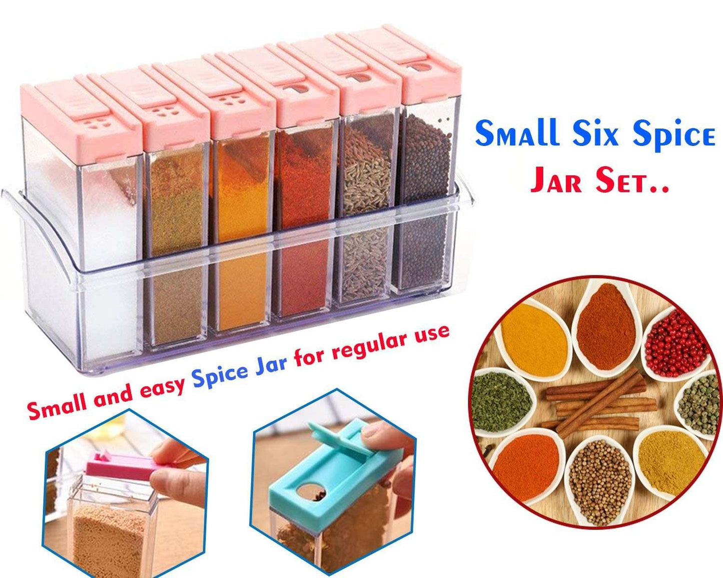 Plastic Spice Jars (6 Pcs 14x22x8cm Multicolour) - LootFaat