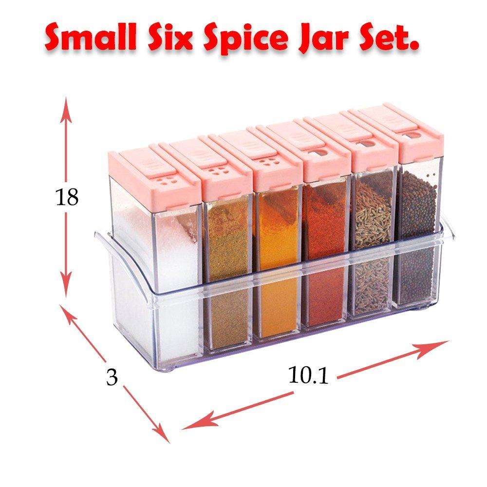 Plastic Spice Jars (6 Pcs 14x22x8cm Multicolour) - LootFaat