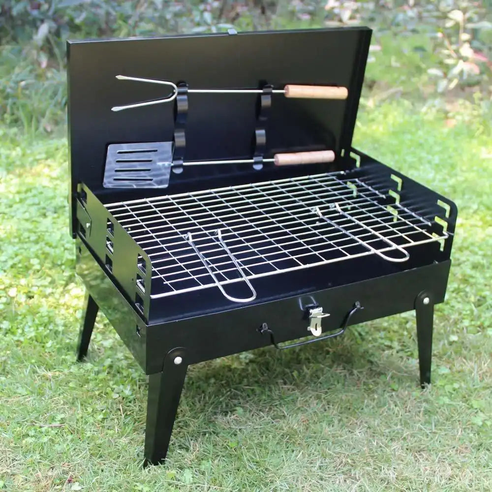 Stainless Steel Briefcase Style Barbecue Grill Toaster (Medium Black)