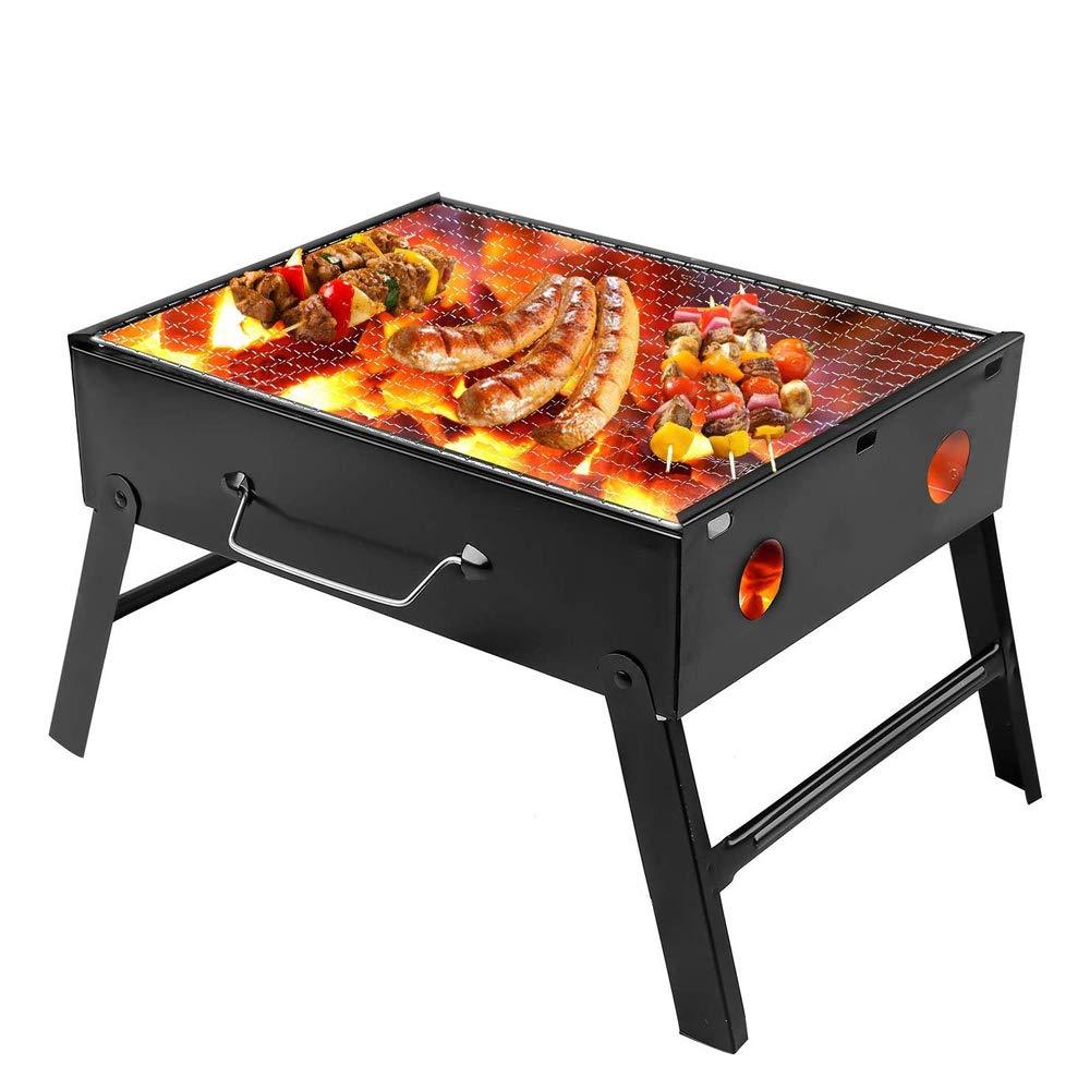 Folding Barbeque Charcoal Grill Oven (Black Carbon Steel) - LootFaat
