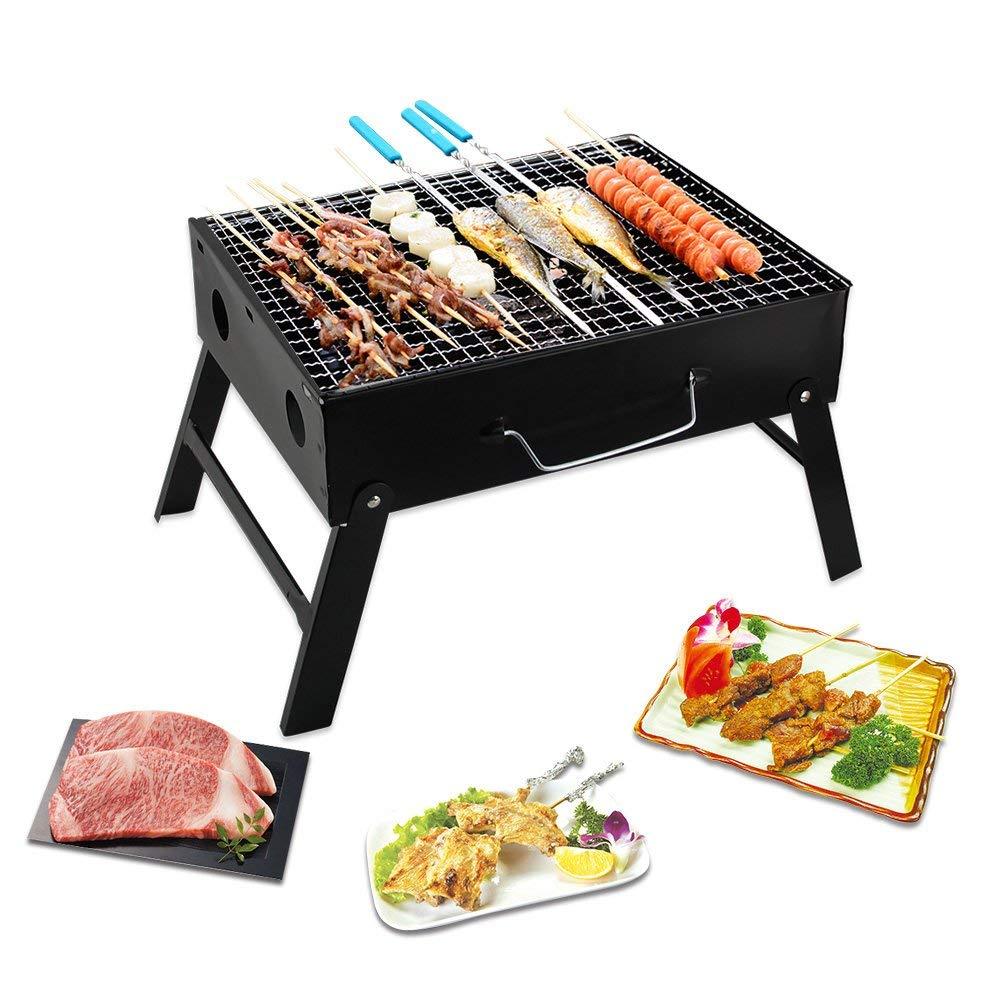 Folding Barbeque Charcoal Grill Oven (Black Carbon Steel) - LootFaat