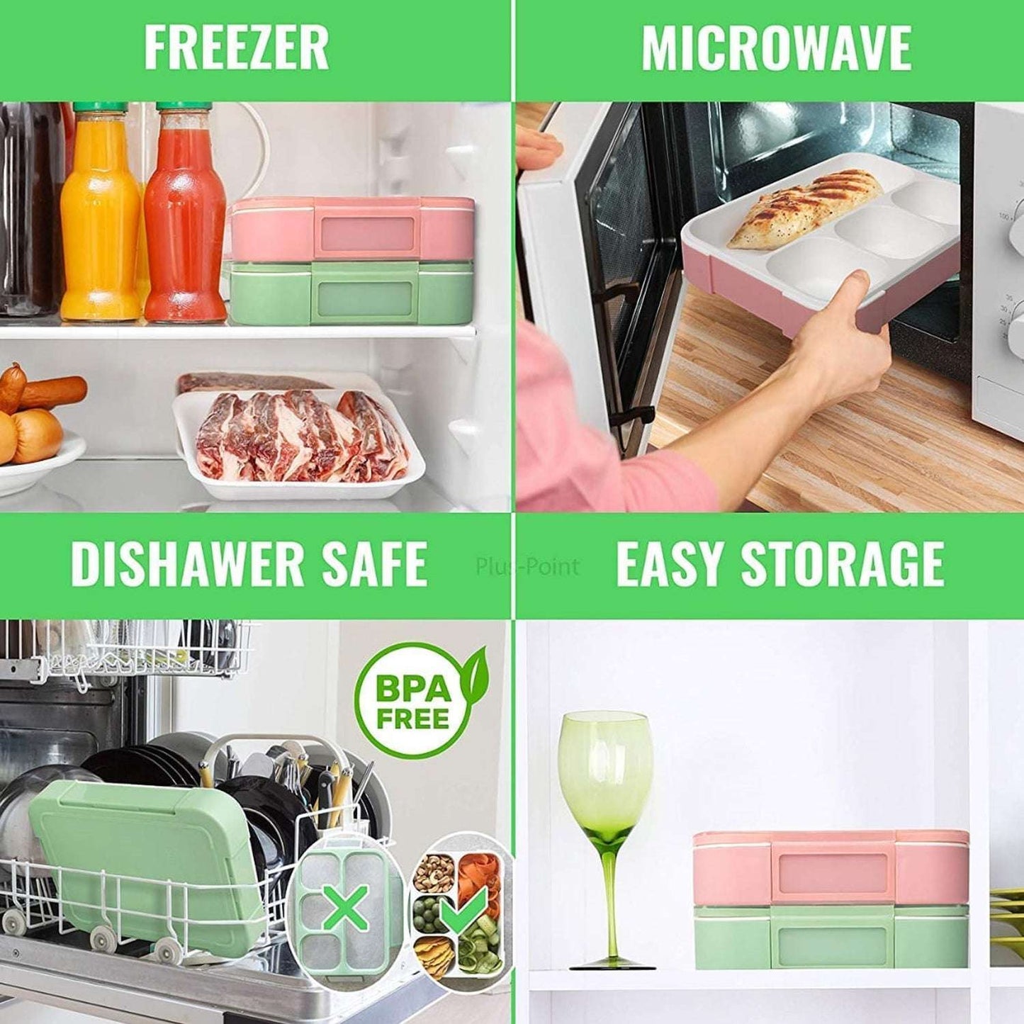 Lunch Box 4 Compartment With Leak Proof Lunch Box For School Office Use - LootFaat
