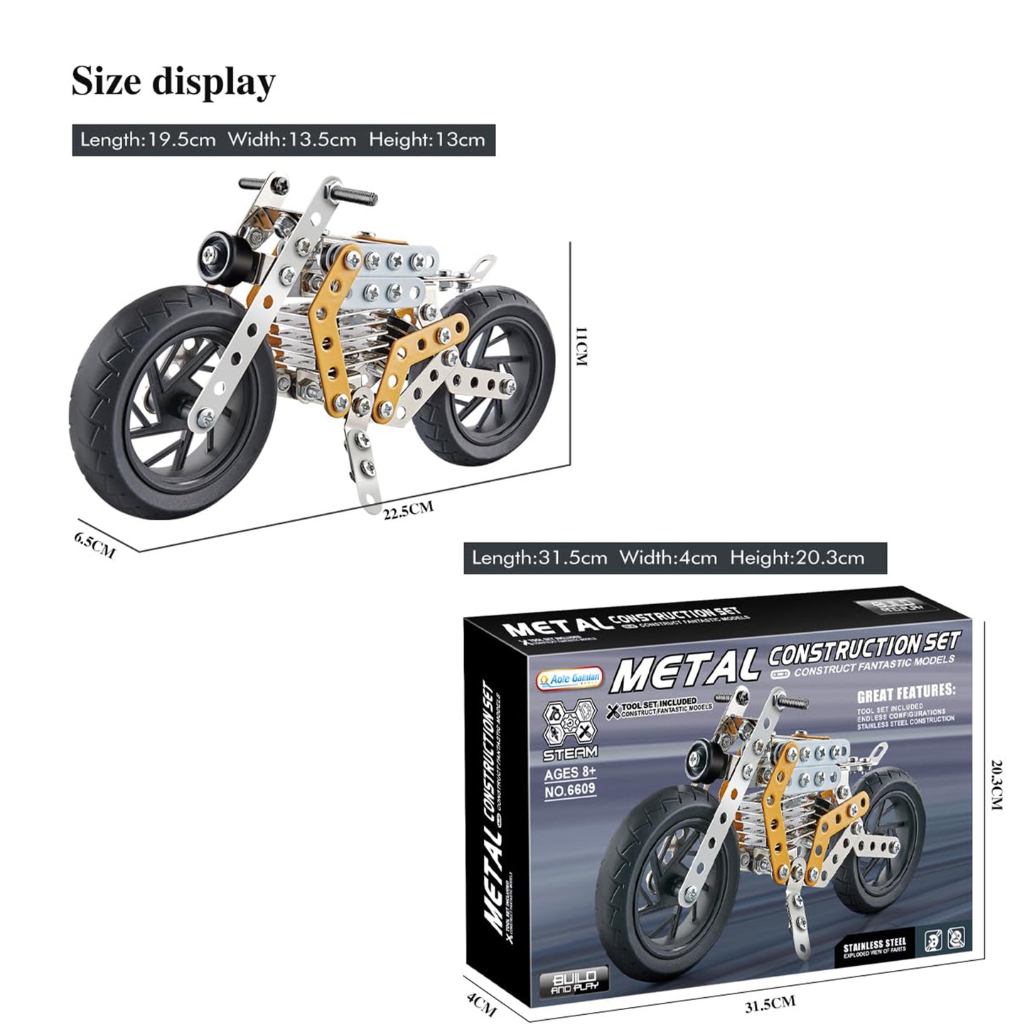 Metal Diy Bike Building Blocks For Kids (Bike 162 Pc Of Bike Tool 1 Set) - LootFaat