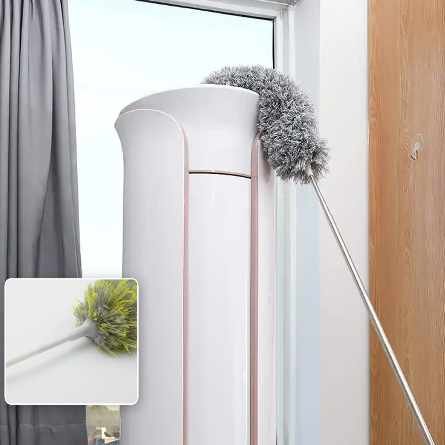 Long Handle Microfiber Duster For Cleaning Microfiber Hand Duster Washable Microfiber Cleaning Tool Extendable Dusters For Cleaning Office Car Computer Air Condition Washable Duster (62cm) - LootFaat