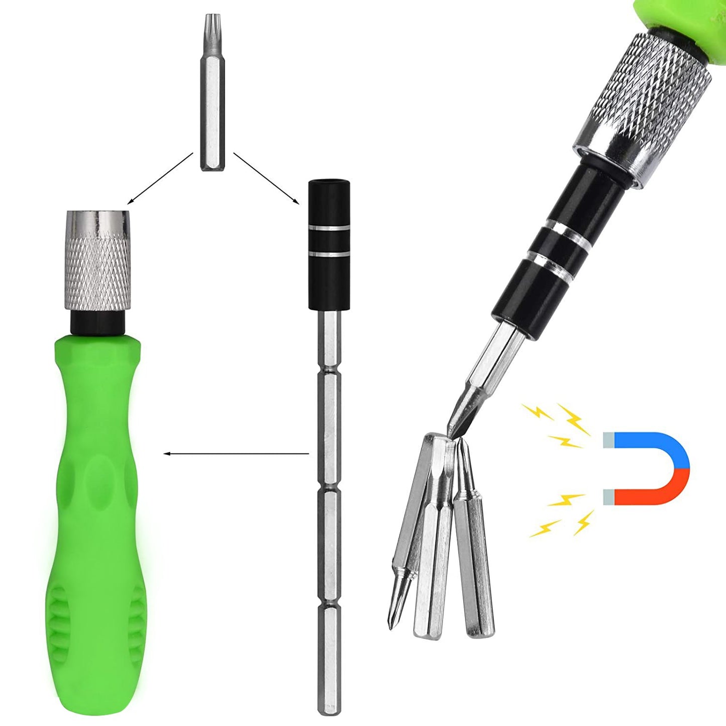32 In 1 Mini Screwdriver Bits Set With Magnetic Flexible Extension Rod - LootFaat