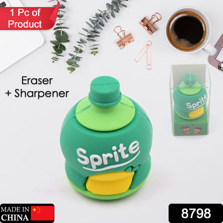 2-in-1 3d Cold Drink Bottle Shape Rubber Pencil Sharpener And Eraser Set Stationery For Kids School Boys Girls Birthday Return Gifts (24 Pcs Set 1 Pc ) - LootFaat