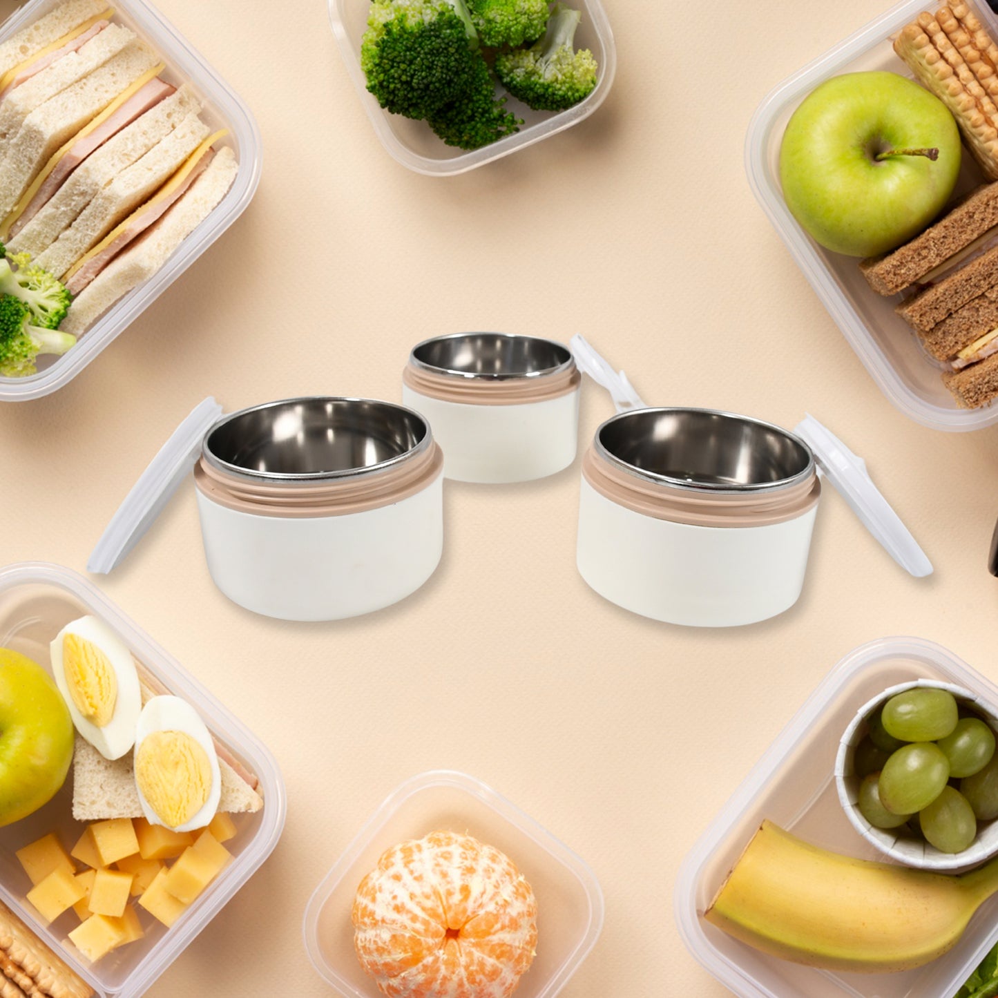 Ganesh Smart Stack 23 Layer Portable Lunch Box Stainless Steel Airtight Leak-proof Lunch Box For Office School Picnic Color May Vary (2 Layer 3 Layer) - LootFaat