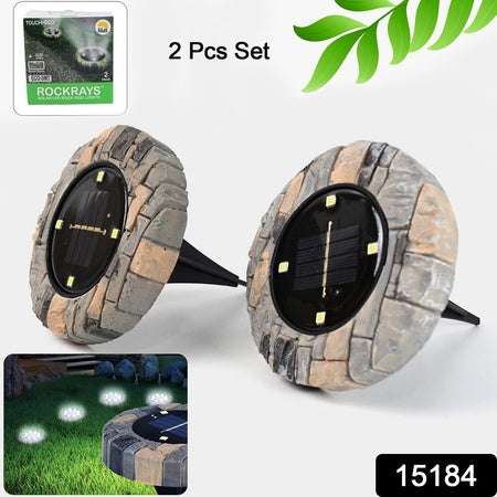 Disk Lights Slate Heavy Duty Outdoor Solar Pathway Lights 4 Led (2 Pc) - LootFaat