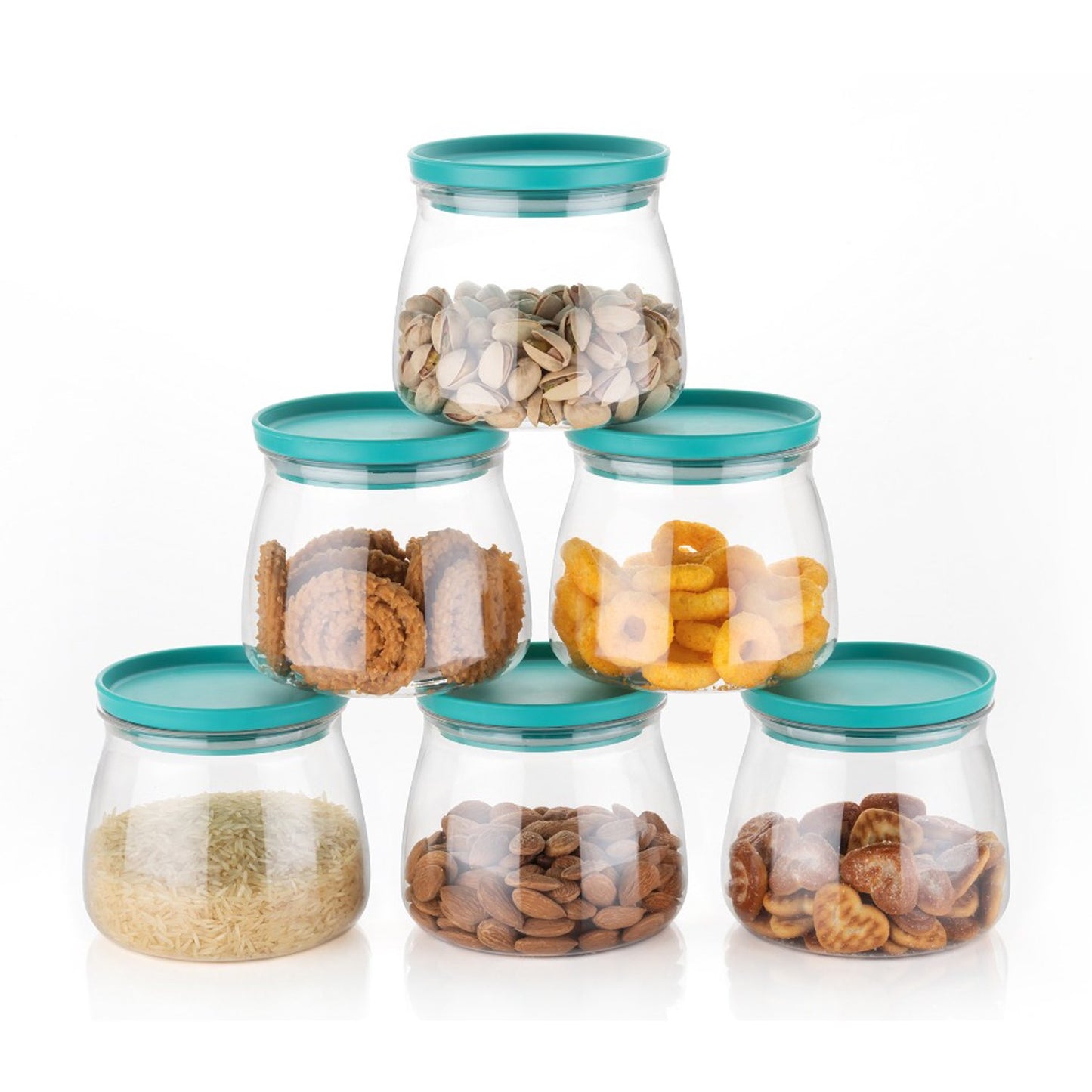 Matka Shaped Jar With Air Tight Leak Proof Lid (Multicolour) (Set Of 6) (900ml) - LootFaat