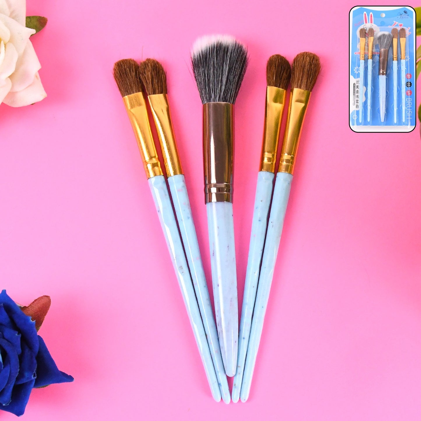 5pc Makeup Brush Tools Kit (5 Pcs Set Mix Color) - LootFaat