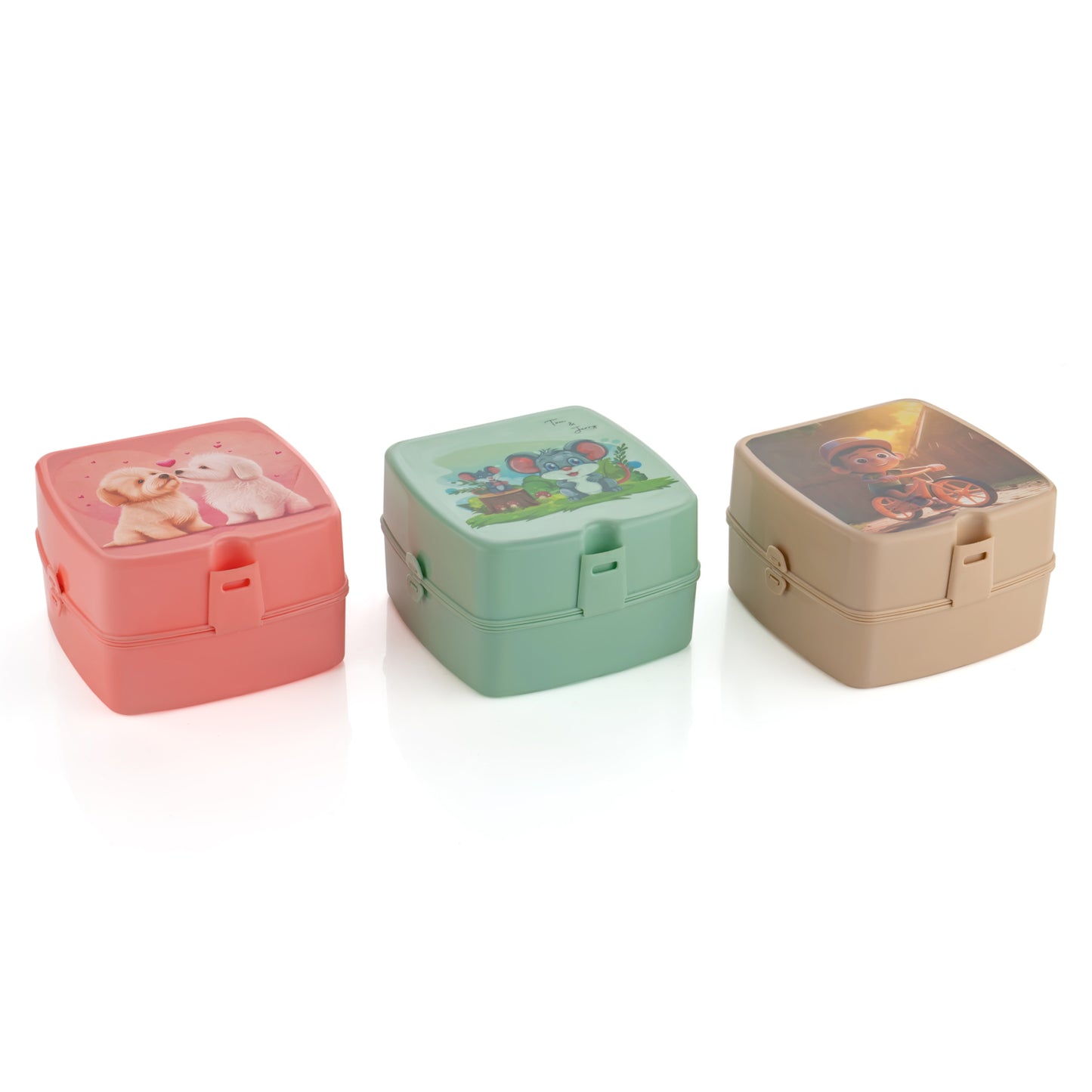 Double-layer Square Lunch Box With Spoon 4 Compartment Tiffin Push Lock Plastic Tiffin Box For Travelling School Kids Office Exclusive Home - LootFaat
