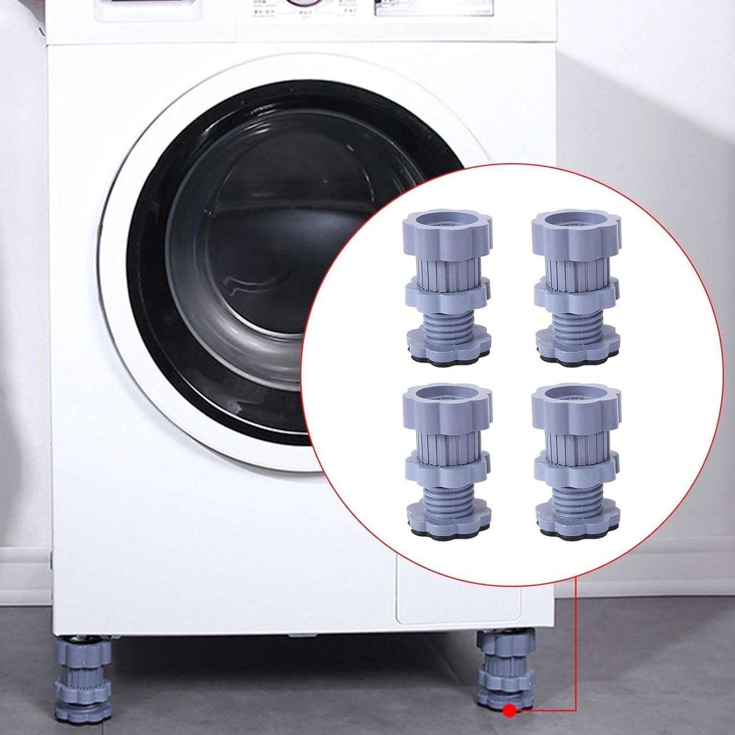 Washing Machine Support Anti Vibration Washing Machine Support Adjustable Washer Anti Vibrasion Pads Washer Dryer Pedestals Washing Machine Accessory Anti- Skid Pad Pvc Lifting Pad Non-slip ( 4 Pc Set ) - LootFaat
