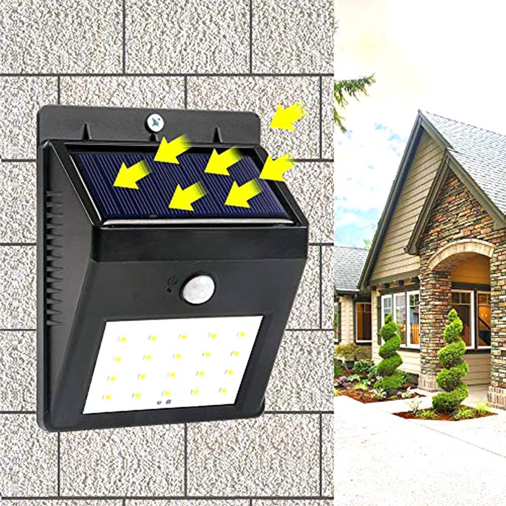 Solar Security Led Night Light For Home Outdoorgarden Wall (Black) (20-led Lights) - LootFaat