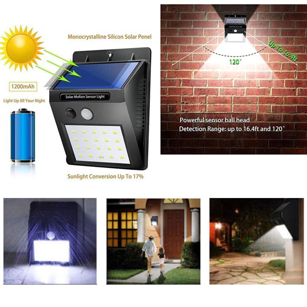 Solar Security Led Night Light For Home Outdoorgarden Wall (Black) (20-led Lights) - LootFaat