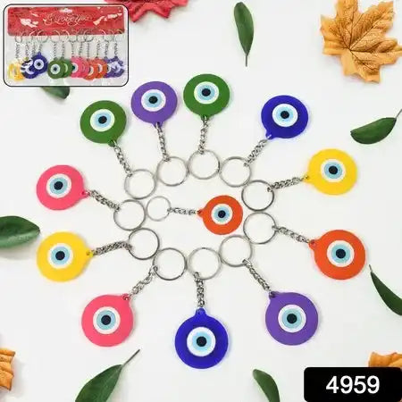 Evil Eye Rubber Silicone Keychain (12 Pcs Set Mix Color)