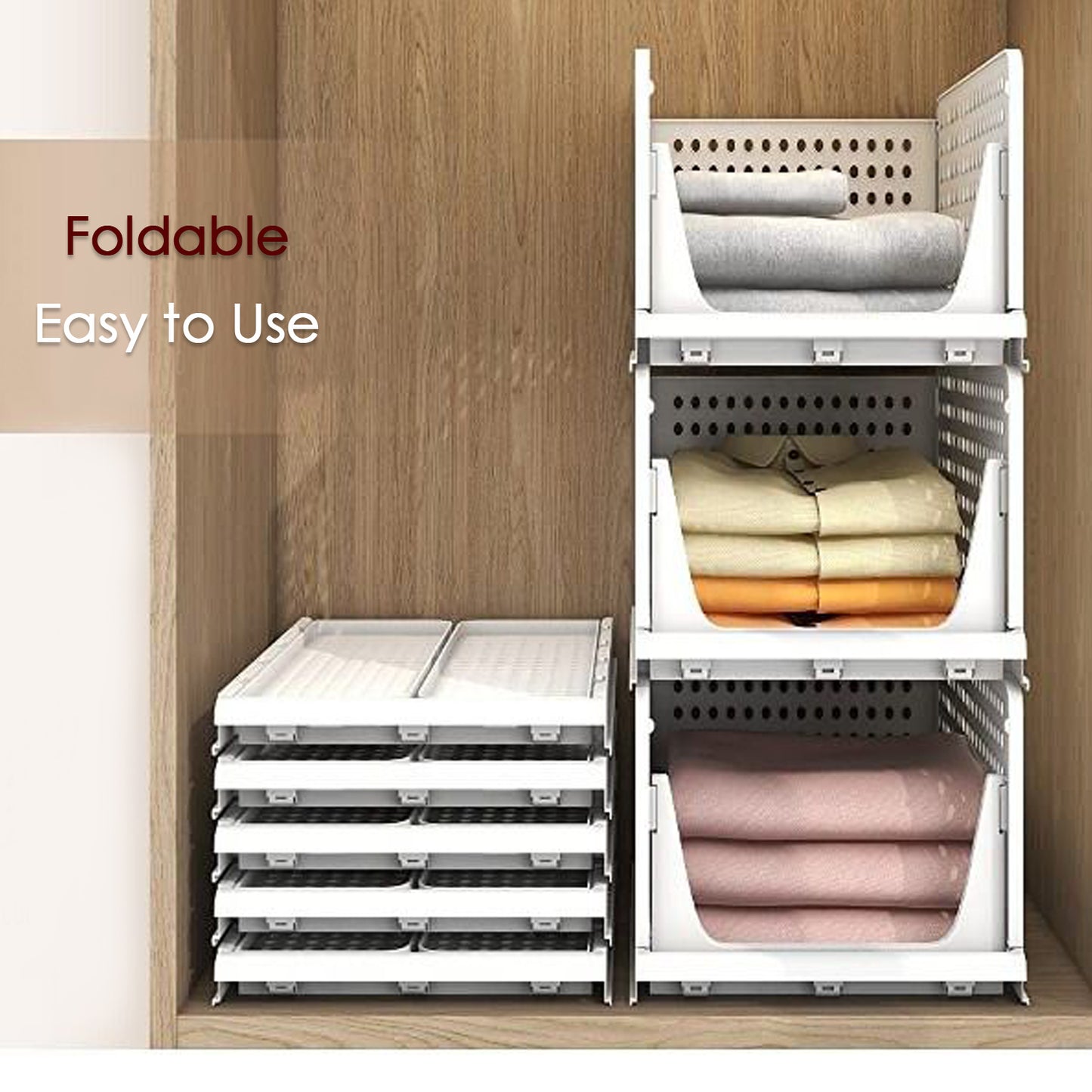 3 Layer Clothes Organizer For Wardrobe Cupboard Organizer For Clothes Foldable And Stackable Closet Organizer Drawer Organizer For Clothes Multi Purpose Plastic Drawer - LootFaat