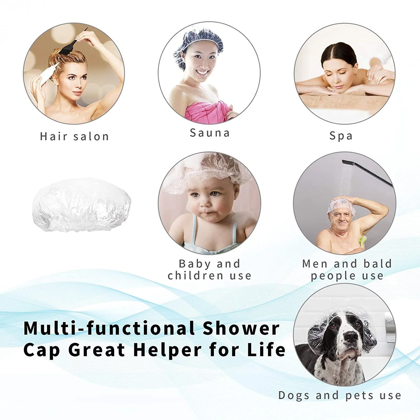 Disposable Plastic Shower Caps Clear Elastic Thick Bath Cap For Women Spahome Usehotel And Hair Salon (1pc) - LootFaat