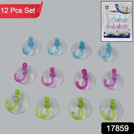 Transparent Rubber Vacuum Sucker Hooks Hanger Strong Suction Cup (12 Pc) - LootFaat