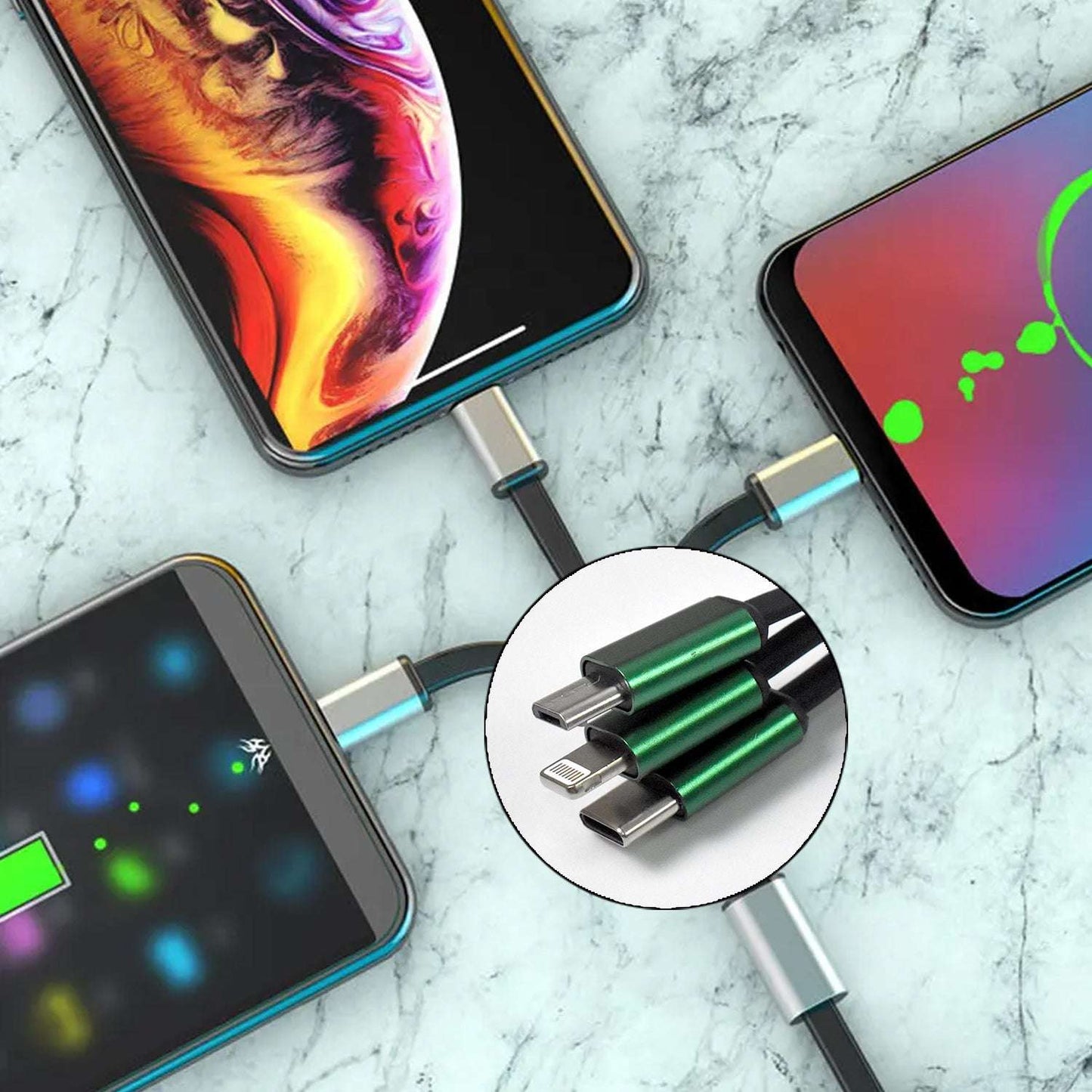 Charging Cable 3 In 1 Extendable Data Transmit Charging Cable (1 Pc) - LootFaat