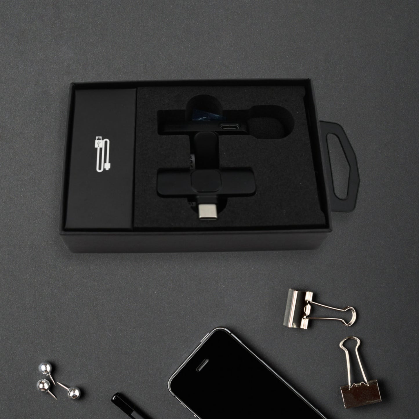 Intelligent Noise Cancelling Live Streaming Clip On Microphone For Type-c For Iphone With Charging Mini Wireless Lapel Collar Microphone - LootFaat