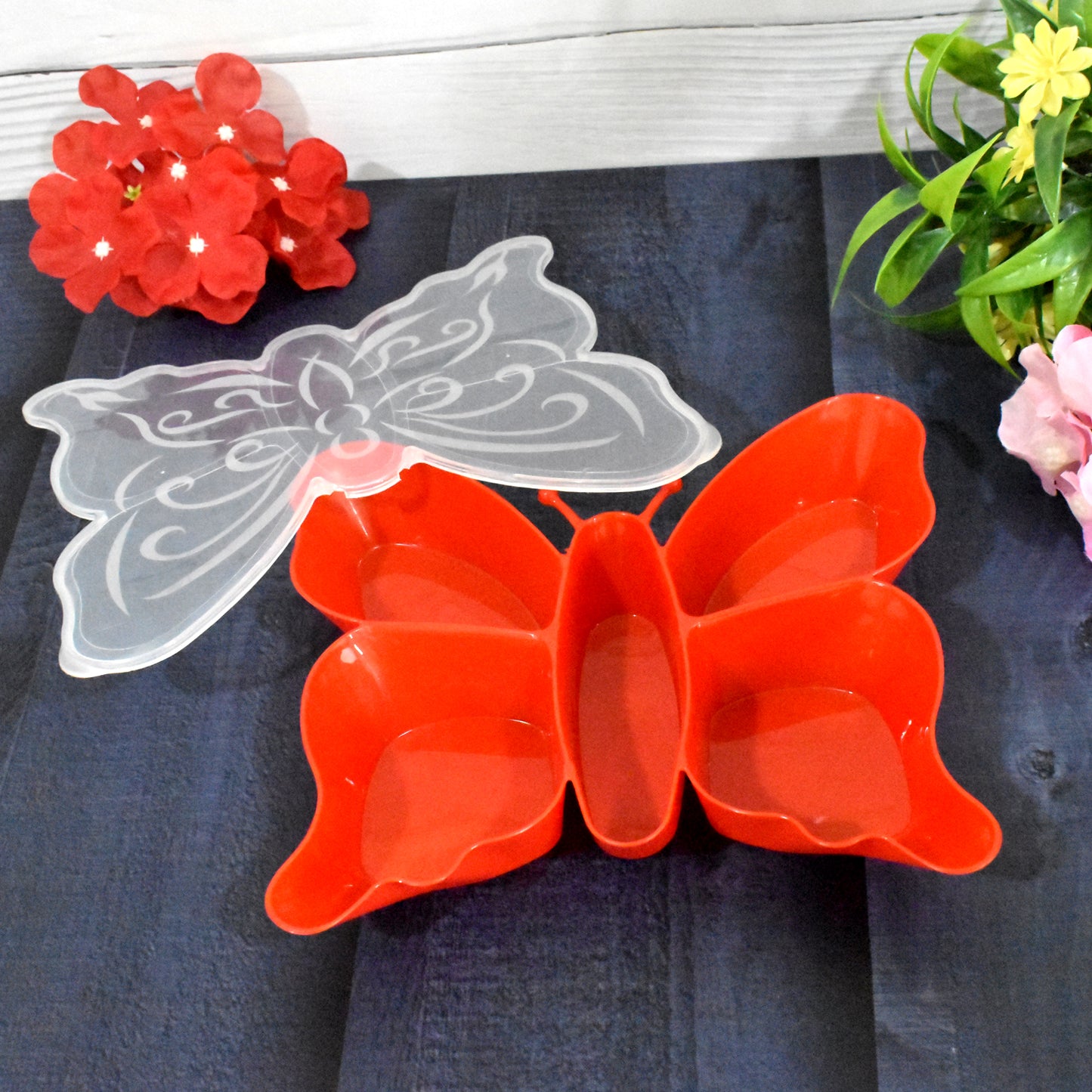 5 Compartment Multipurpose Butterfly Plastic Tray (1 Pc) - LootFaat