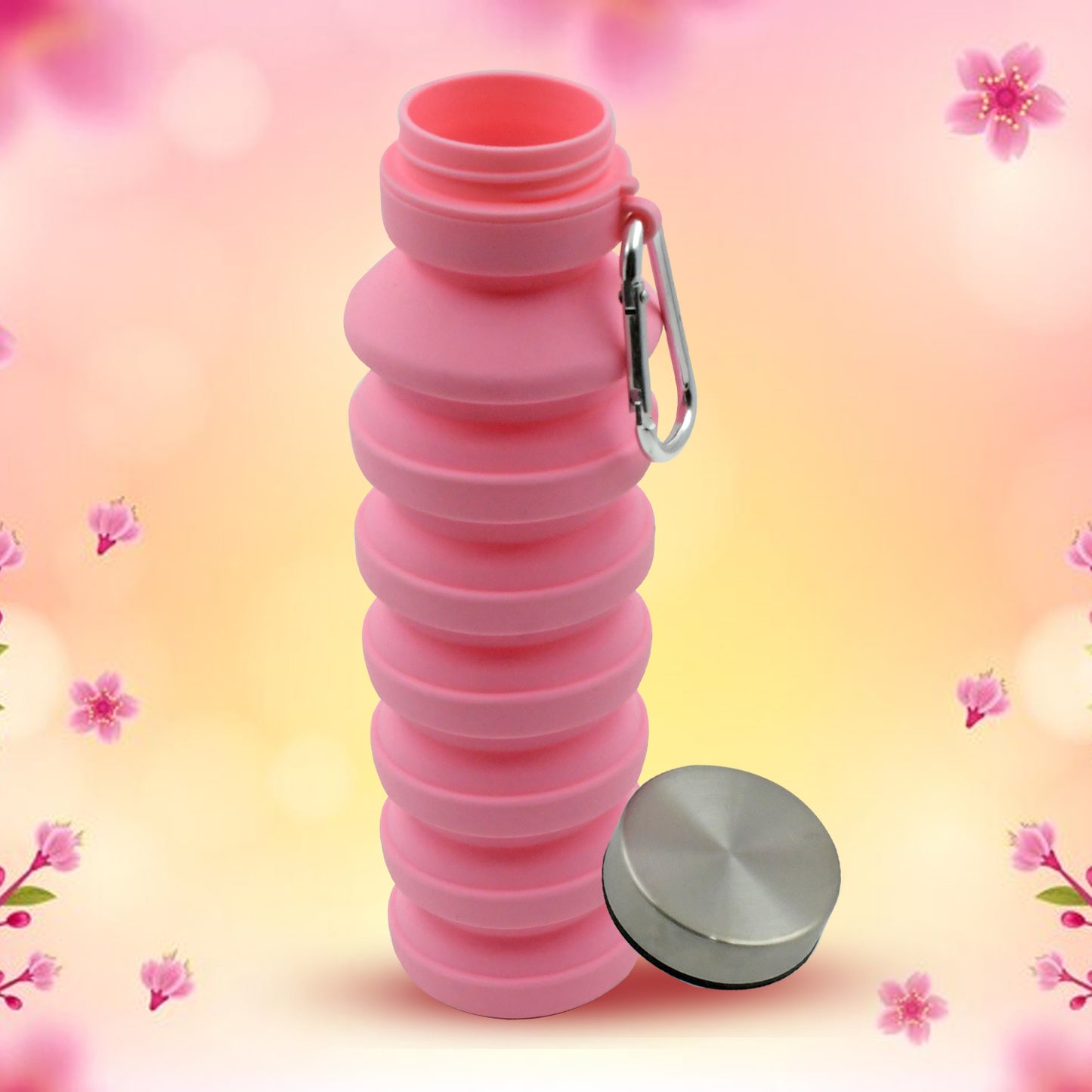Foldable Water Bottle Silicone Leak Proof Portable Sports Travel Water Bottle For Outdoor Gym Hiking (1 Pc 24 Cm Foldable) - LootFaat