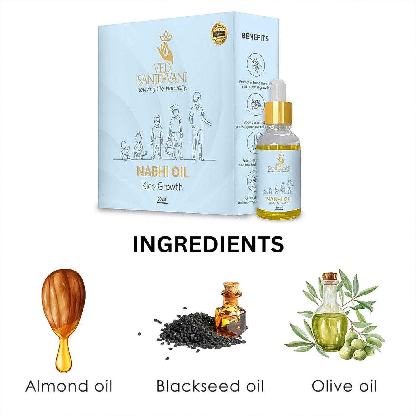 Ved Sanjeevani Nabhi Oil For Kids Growth (30ml 1 Pc)