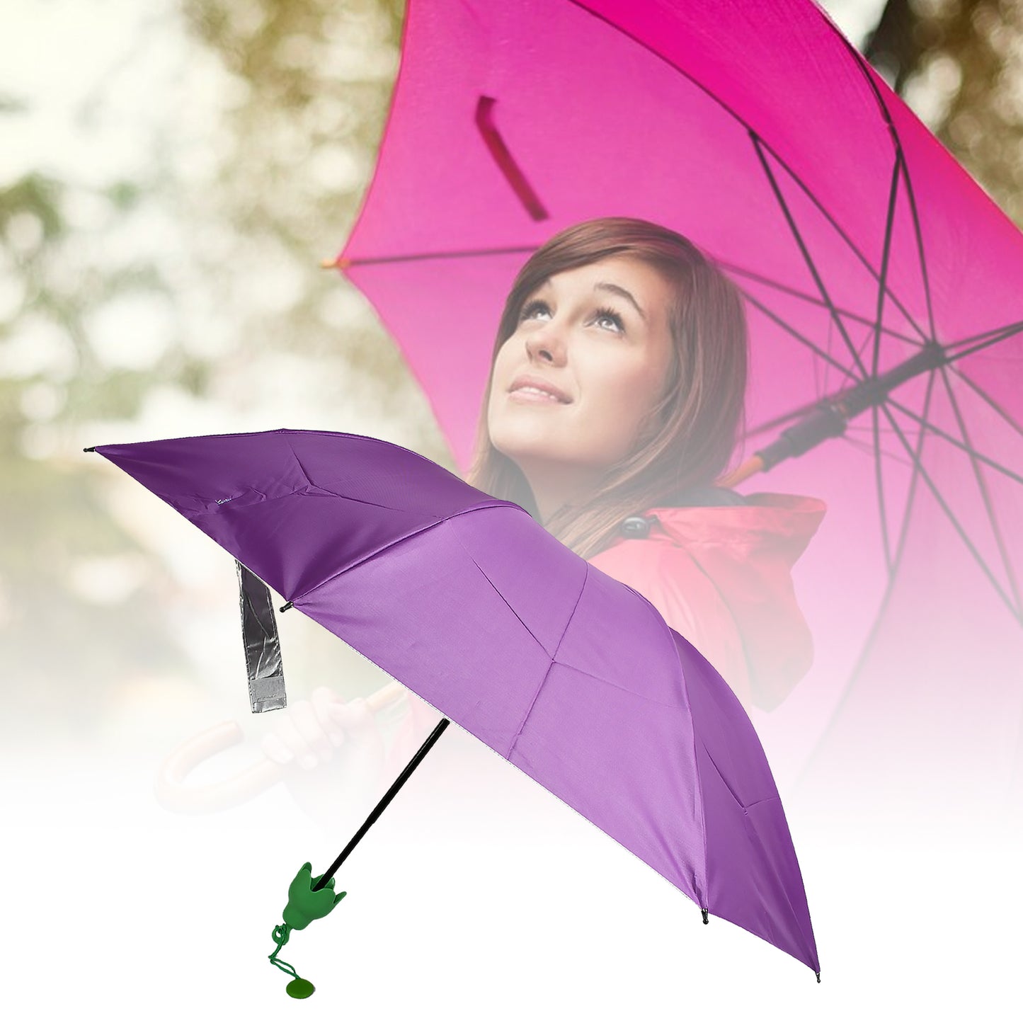 Vegetable Shaped Folding Umbrella Plastic Case Creative Fashion Folding Mini Sun Shade Rain Umbrella Unique Umbrella Sun Uv Protection Cute Design (1 Pc) - LootFaat