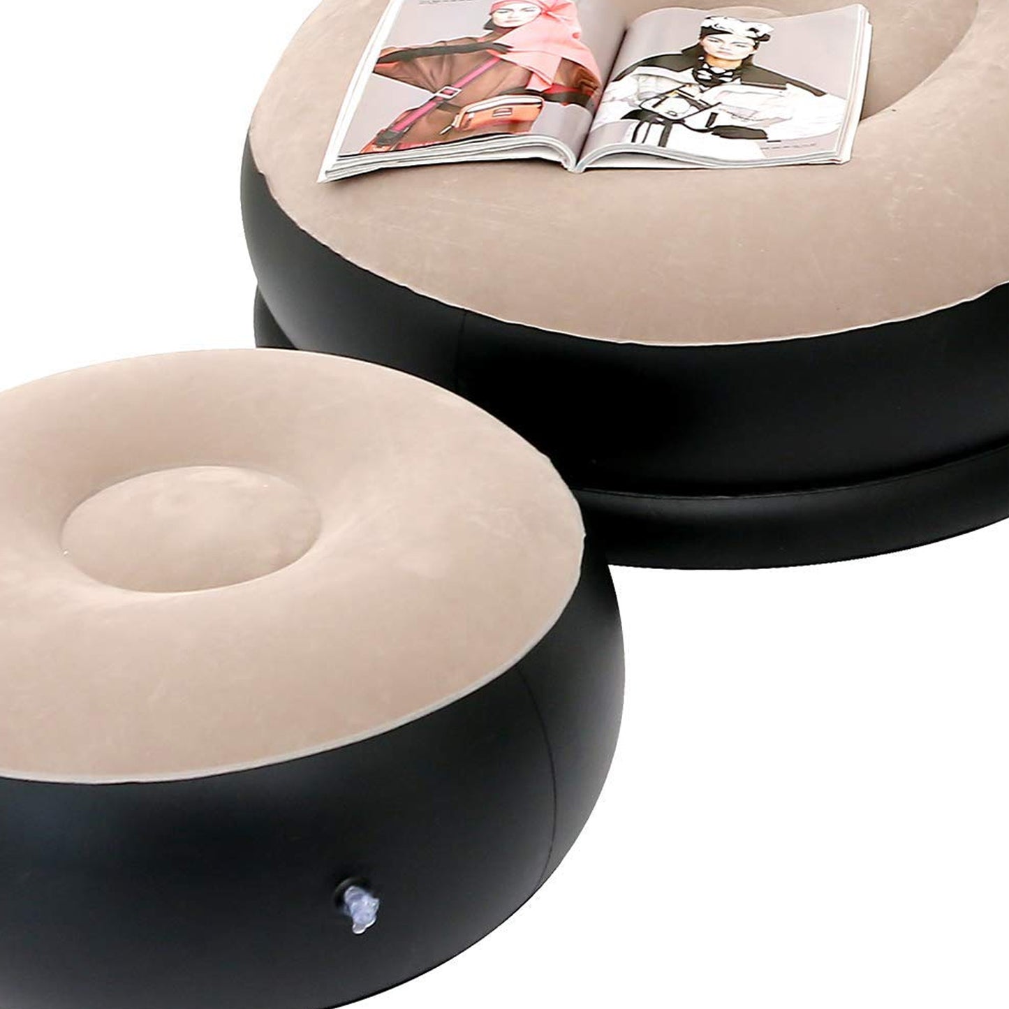 Inflatable Sofa Lounge Chair Ottoman Blow Up Chaise Lounge Air Sofa Indoor Flocking Leisure Couch For Home Office Rest Inflated Recliners Portable Deck Chair For Outdoor Travel Camping Picnic. - LootFaat