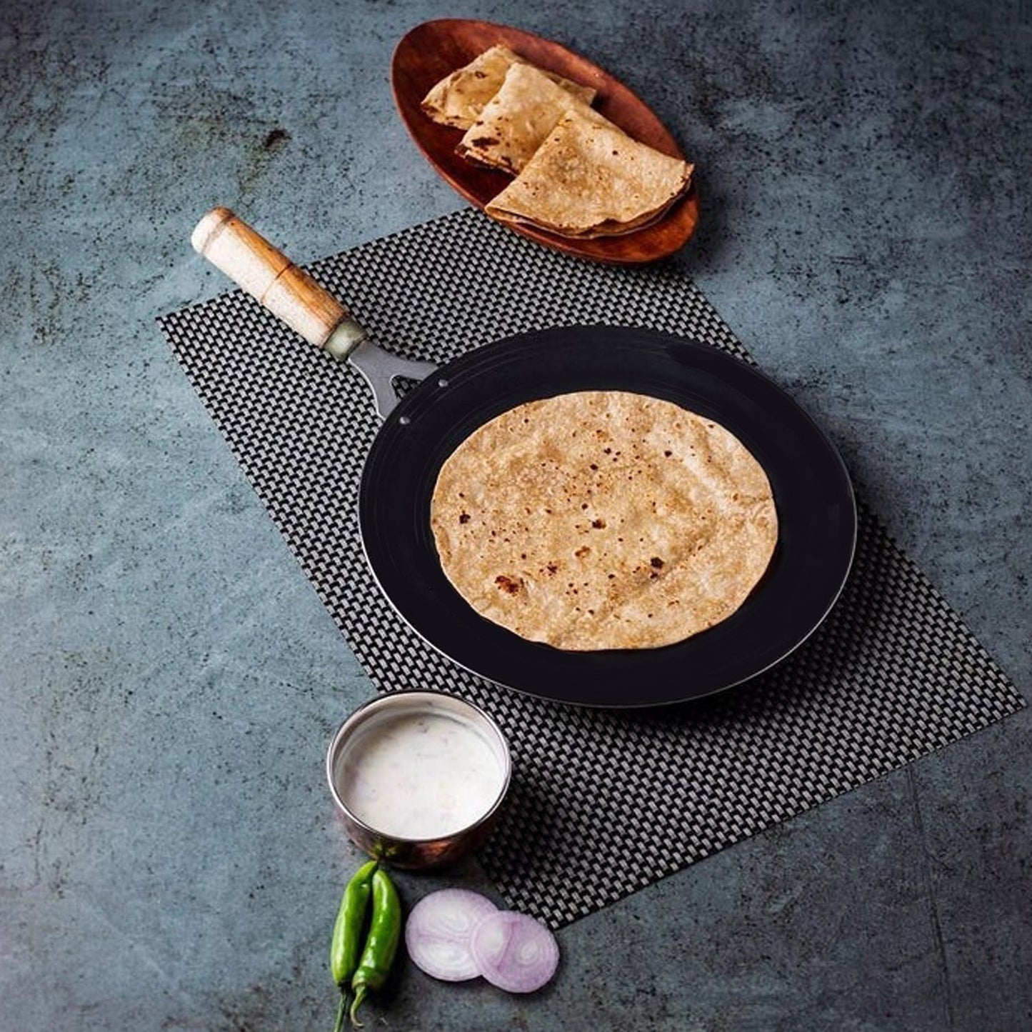 Wooden Handle Roti Tawa Used In All Household And Kitchen Purposes For Making Rotis And Parathas Etc. - LootFaat